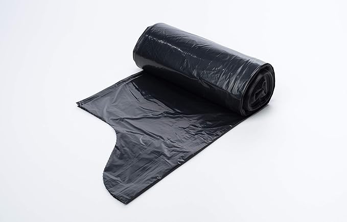Aluf Plastics RCT-60 Star Sealed Coreless Rolls with E-Z Tie Flap Closure, 60 gal, Polyethylene, 38" x 58", Black (Pack of 100)