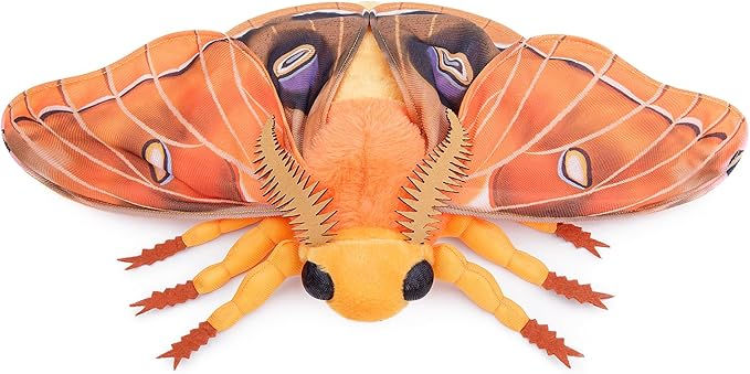 Polyphemus Moth Plush Toy, Large Realistic Soft Big Moth Plushie Model Toy, Unique Plush Gift Collection for Kids
