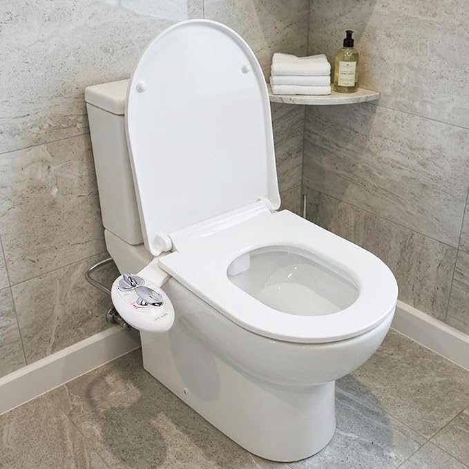 LUXE Bidet NEO 180 - Value 2-Pack Bidet Attachments, Self-Cleaning, Non-Electric (White & Blue)
