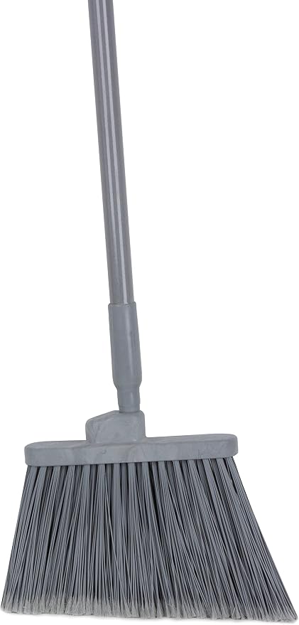 SPARTA 41082EC23 Plastic Color Coded Broom, Flagged Bristles, Long Broom With Angled Head For Large Debris, 56 Inches, Gray, (Pack of 12)