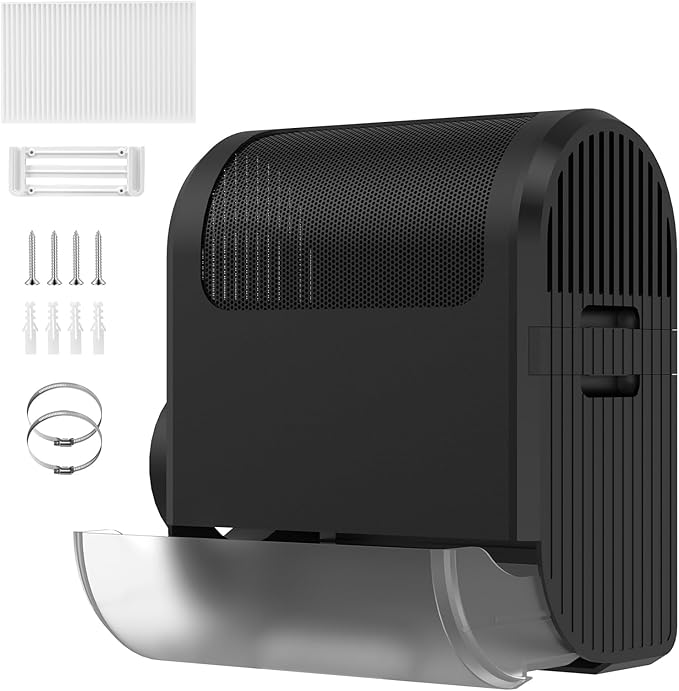 3-in-1 Indoor Dryer Vent - Polyester Screen Filter and Water Drawer System for Electric Clothes Dryers, Includes Dryer Vent Clamps-Black Color (Black)