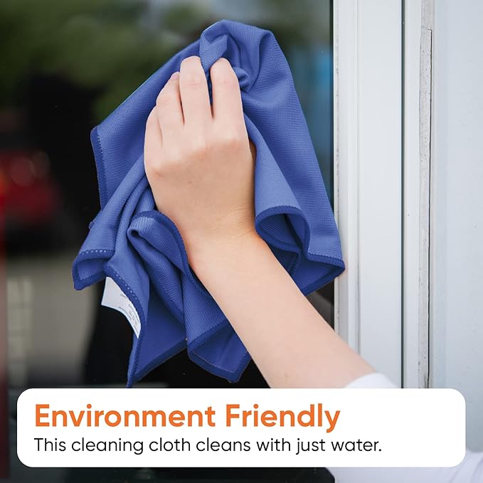 Superio Microfiber Window Cleaning Cloth, Mirror & Glass Miracle Cloth Lint & Streak Free, Washable, Large Eco-Friendly for Cars, Tv Screens, Glasses, Cleans with Plain Water (14x16), 16 Pack