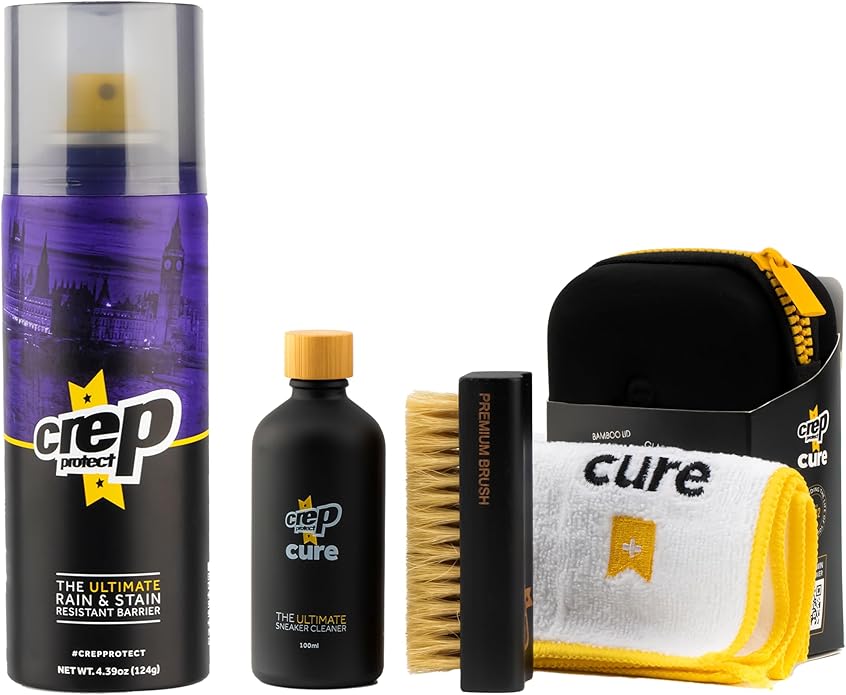 Crep Protect Shoe Protector Spray & Premium Sneaker Cleaning Kit, with Brush, Solution, Microfibre Cloth and Reusable Pouch, Sneaker Care Kit