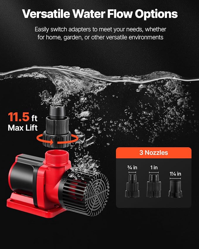 VEVOR Aquarium 24V DC Water Pump, 30W, 800 GPH Marine Wavemaker Return Pump with Controller, Adjustable Flow, Feed Mode, 11.5 ft Maximum Lift, for Saltwater Freshwater Fish Tank Sump Pond Circulation