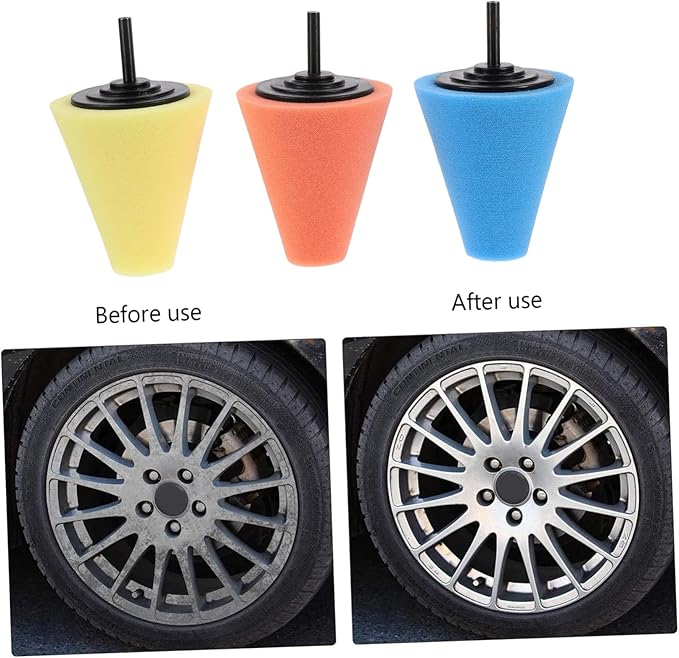 Unomor 15pcs Car Wheel Polishing Sponge Buffing Tools for Electric Drills for Wheels Mudguards and Uneven Surfaces