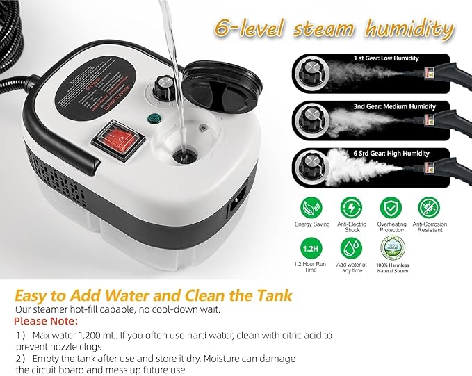 7 in 1 Steam Cleaner 2500W High Pressure Steamer for Cleaning, Car Steamer Handheld Steam Cleaner for Home Use, Hardwood Floor Steam Cleaner for Upholstery, Kitchen, Bathroom, Grout