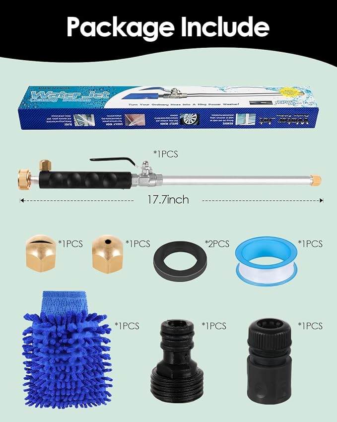 Jet Nozzle for Garden Hose 2-in-1 Jet Nozzle High Pressure Hose Nozzle with 2 Different Nozzles and Hose Quick Connectors for Car Pet Garden Cleaning