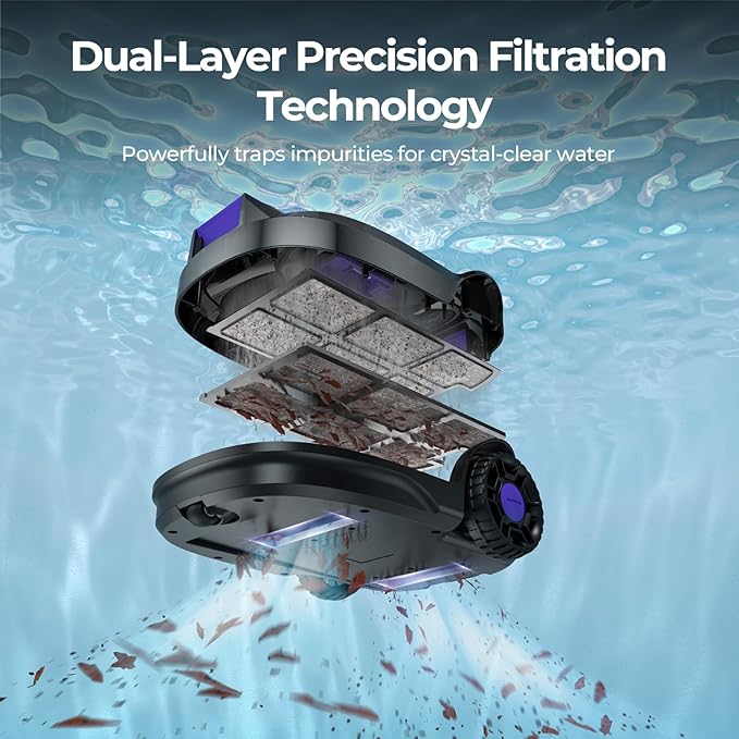 Robotic Pool Cleaner with Dual-Drive Motors,180Min Runtime, Powerful Pool Vacuum for Above-Ground & Flat Poolsu p to 1076.39 sq.ft,Auto-Parking Design,Double Suction Port