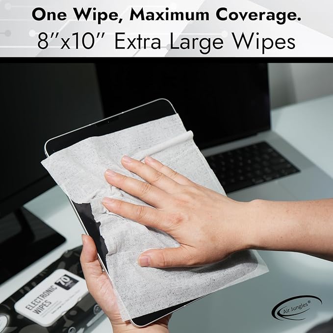 Air Jungles 3in1 Leather Cleaner Wipes 70 Count, and Air Jungles Electronic Wipes 70 Count, 8"x10"