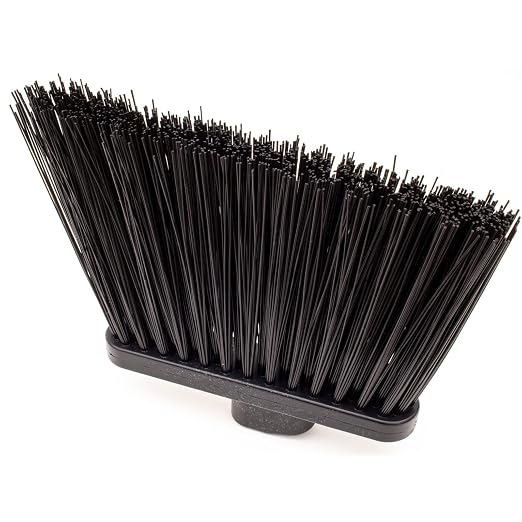 SPARTA Plastic Broom Head, Angled, Un-Flagged for Large Debris Indoor, Outdoor, Home, Restaurant, Lobby, Office, 12 Inches, Black, (Pack of 12)