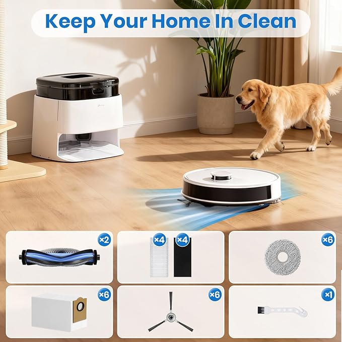 M3 Replacement Parts for Lefant M3 Accessories Robotic Vacuum Cleaner Parts 2 Roller Brush,4 HEAP, 6 Mops, 6 Dust Bags, 6 Side Brushes, 1 Clean Brush