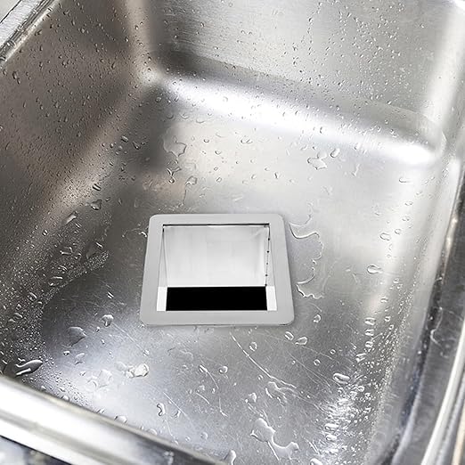 STOBAZA 6.3 Inch Square Drop-in Trash Chute, 304 Stainless Steel Built-in Countertop Trash Can Grommet for Kitchen Waste Bin, Rustproof & Easy-Clean Insert for Seamless Cabinet Design