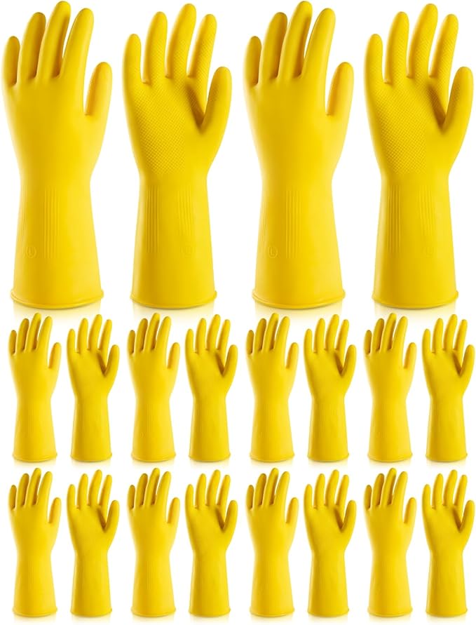 ThxToms Heavy Duty Rubber Cleaning Gloves, Reusable Dishwashing Gloves for Kitchen, Gardening, Pet Care - 20 Mil Extra Thick