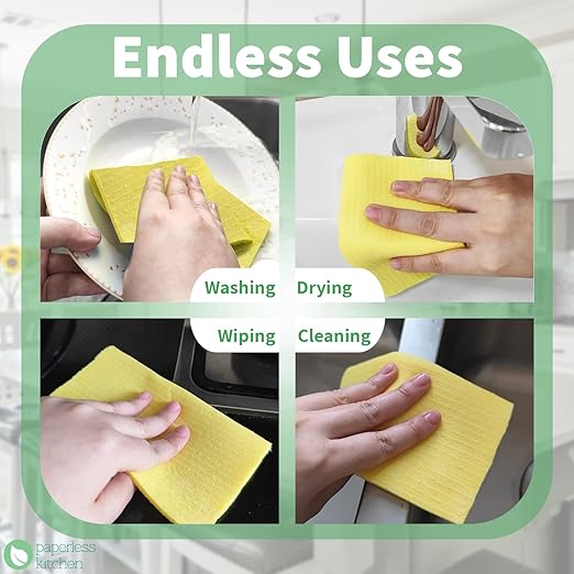 Ultimate Paperless Cleaning Kit – 12 Reusable Scrub Pads + 12 Swedish Dishcloths for a Zero-Waste Kitchen