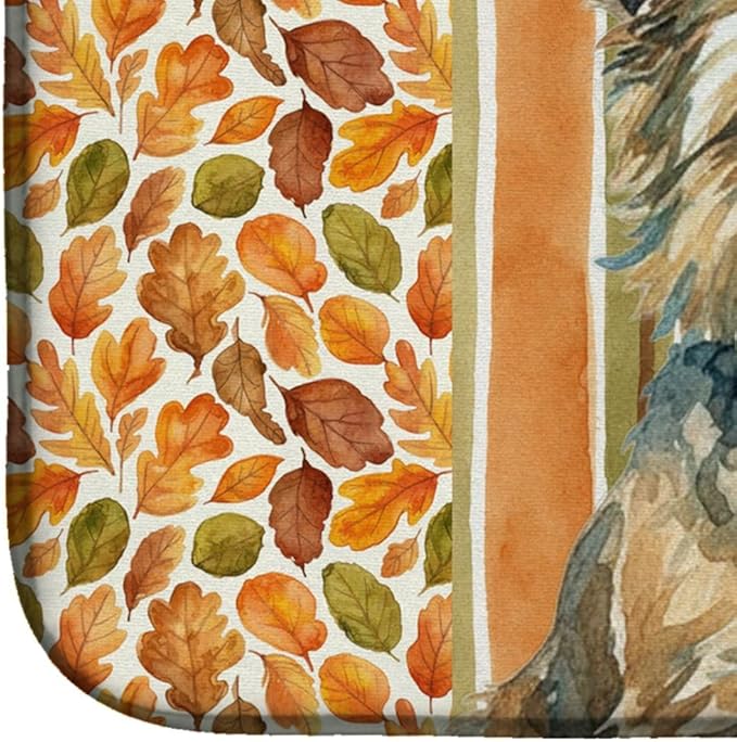 Caroline's Treasures Cairn Terrier Heirloom Fall Dish Drying Mat Absorbent Dish Drying Mat Pad for Kitchen Counter Dish Drainer Mat for Countertop, 14 x 21", Multicolor