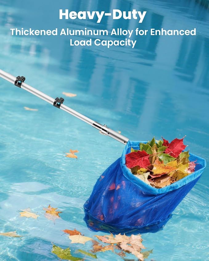 Pool Pole Telescopic 16FT Heavy Duty Aluminum, Adjustable Clasp Lock, Extension/Extendable Telescoping Tool for Above Ground/Inground Swimming Cleaning Supplies Brush/Skimmer/Net/Vacuum
