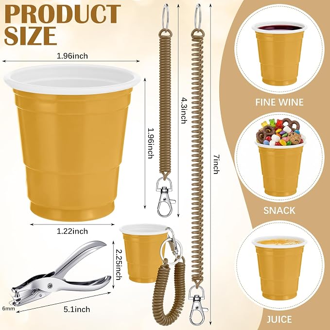 LemonRoad 50 Pack Gold Shot Cup with Wristband for Party 2 oz Plastic Shot Glasses Bulk Disposable Mini Cup for Graduation 21th 50th Birthday Wedding Party Bachelorette Supplies