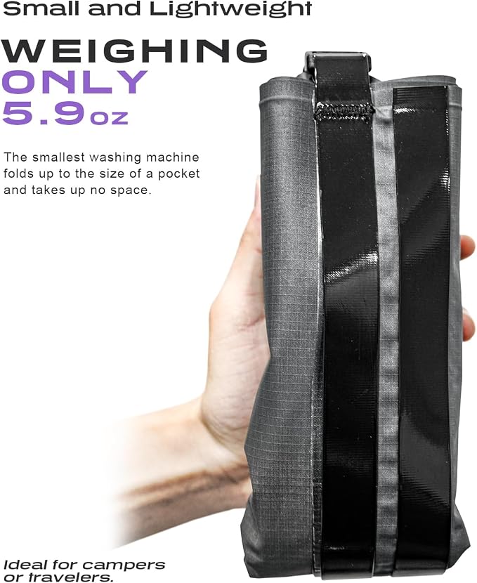 ETROL Wash Bag Portable Washing Machine, Lightweight Manual Washing Machine for Travel, Camping, Laundry, Baby Clothes, Non-Electric, With Bottom Water Outlet and Compartment - L, Gray，2PCS