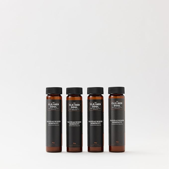 4 Refills - Natural All-Purpose Cleaner Concentrate Essential Oils, Glass Bottle, Non-Toxic, Multi-Surface (Sandalwood Serenity)