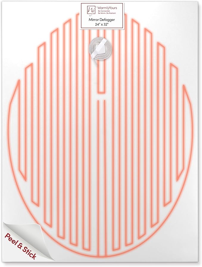 WarmlyYours Heated Mirror Defogger Oval 24x32 in. Self-Adhesive Anti Fog and Steam Electric Pad for Existing Bathroom Wall Mirrors