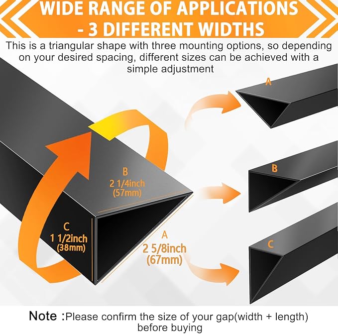30" Slide-in Range Rear Filler Kit W10113901A, Stove Gap Universal Triangular Filler Strip, Top Trim Kit Between Stove and Wall for Whirlpool & Most Brand, Aluminum Gap Cover Black