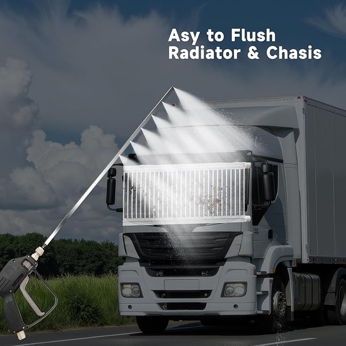 40" Radiator Cleaning Wand, Radiator Cleaner Wand Washer for Car SUV Truck RV, 4500PSI Stainless Steel Radiator Cleaning Tool Kit with Valve Switch & Connector for Water Tank Flush & Debris Removal