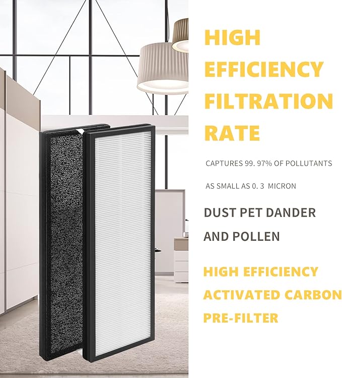 2 Packs True HEPA Replacement Filters Compatible with Eureka NEA120 and Toshiba CAF-W36USW Air Cleaner Purifier, 2packs True HEPA filters (NEA-F1) and 4 packs Carbon Filter (NEA-C1)