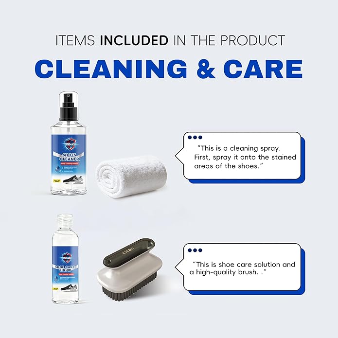 Shoe Cleaning Kit & Sneaker Care Kit – Sneaker Cleaner for Mesh Shoes, Leather, Canvas, Deep Clean Shoe Cleaner with Brush for Most Sneakers