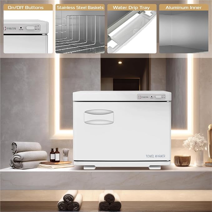 Pantin 18L Premium One Compartment Towel Warmer for Hair Salon, Beauty SPA, Restaurant & Home. Heated Towel Warmer: Large Electric Hot Towel Cabinet for Salons, Spas - The Best Spa Equipment 110V 180W