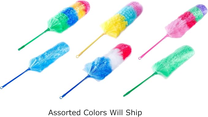 Kitchen + Home Large 27" Inch Static Duster with Bonus 35" Inch Extension Pole - Electrostatic Feather Duster attracts dust Like a Magnet! - Assorted Colors Will Ship