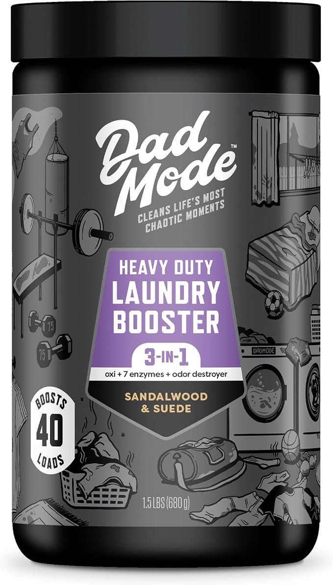 DadMode Heavy Duty Oxygenated Laundry Booster Powder, 7 Enzymes Plus Odor Destroyer, Stain & Odor Remover, Alternative to Harsh Laundry Whiteners, No Fillers, Safe on All Fabrics & Colors, 40 Loads