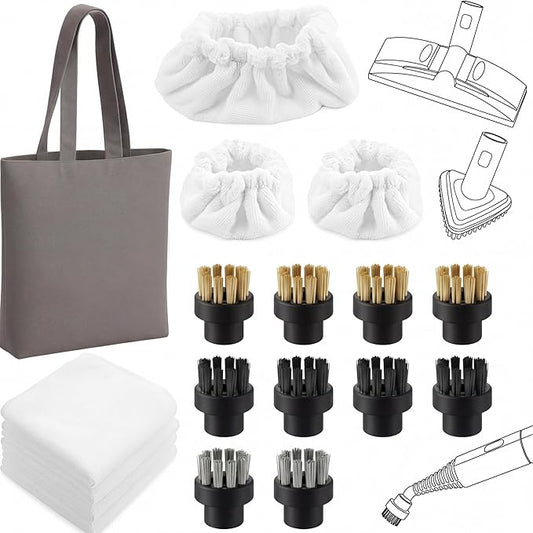 Steam Cleaning Pack Compatible with Dupray Steam Cleaners, 18 Pcs Versatile Accessory Kit: Includes Everything Needed for deep Cleaning on Multiple Surfaces, Seamless Compatibility