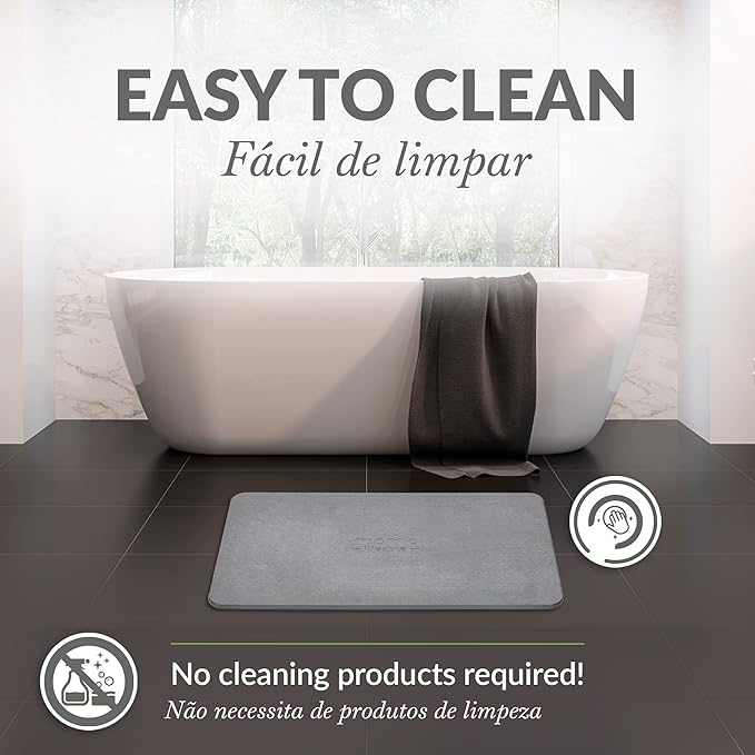 Momo Lifestyle Stone Bath Mat Drytomita – Quick Drying Diatomaceous Earth, Ultra Absorbent 23.6" X 15.4" Graphite Gray