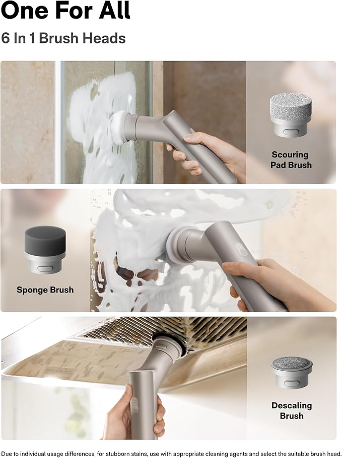 HOTO 9 Pcs Replacement Pads + HOTO Handheld Short-Handle Electric Spin Scrubber