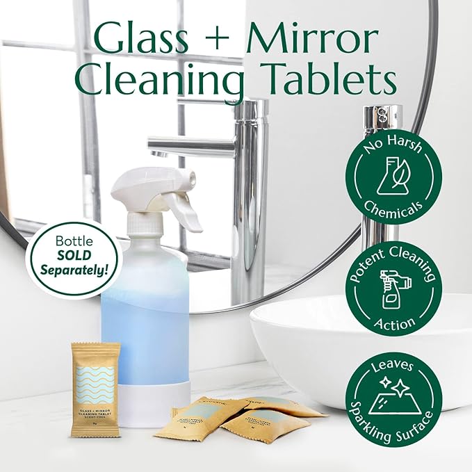 CLEANOMIC Reusable Kitchen Cloth, Glass and Mirror Cleaning Tablets & Tablet Tin Bundle