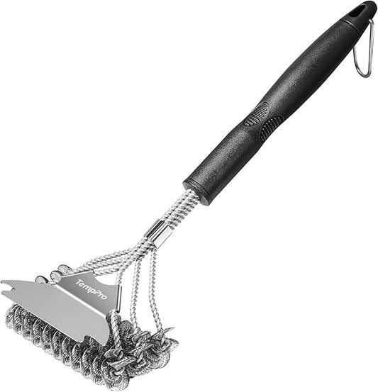 TempPro BBQ Grill Brush with Wide Scraper, Bristle-Free Stainless Steel Grilling Cleaner, Safe All-Grate Cleaner, Perfect for BBQ Grill Cleaning Accessory (Previously ThermoPro)