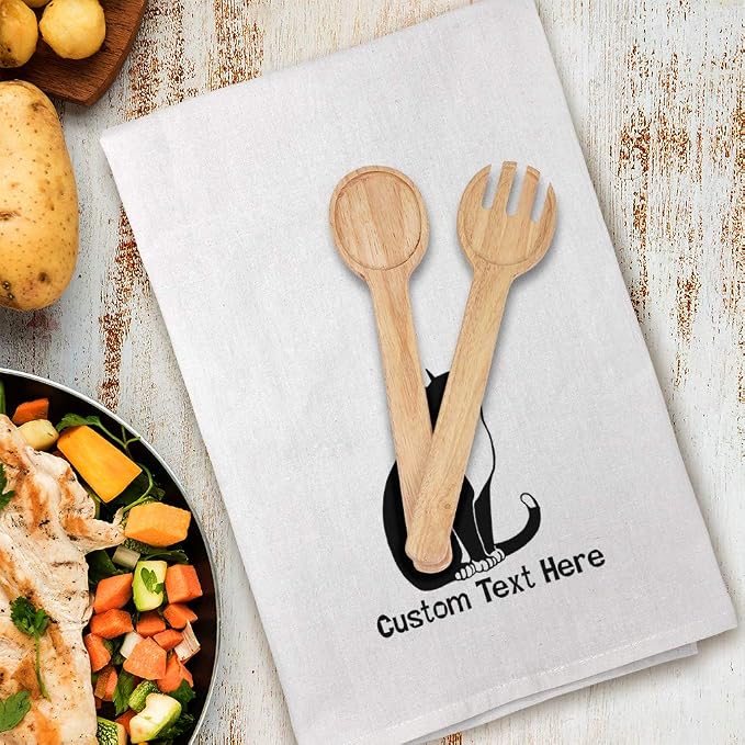 Style In Print Custom Decor Flour Kitchen Towels Tuxedo Cat Black White B Pets Cats Cleaning Supplies Dish Towels Personalized Text Here