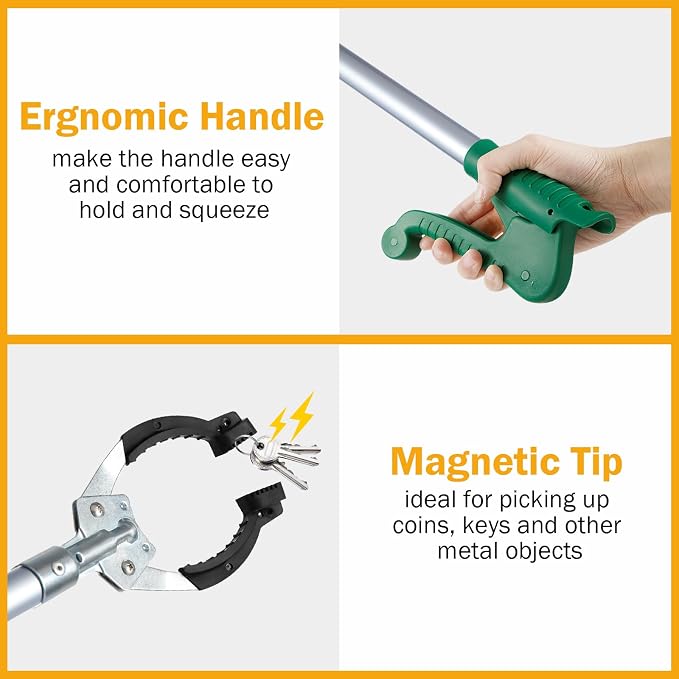 Tatuo 4 Pcs Reacher Grabber Tool 39 Inch Grabber Reacher with Rotating Jaw, Reacher Grabber Pickup Tool Pick up Grab Tool Trash Picker for Outdoor Cleaning and Trash Pickup