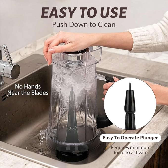 Blender Container Rinser, Portable Glass BlenderCleaning Rinser Cup Glass Washer, Quick Cleaning, Ideal for Bar Smoothie Coffee Restaurant Home Kitchen