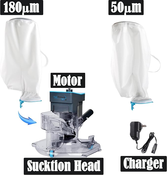 Cordless Pool Vacuum Cleaner, 24 GPM Powerful Suction Handheld Pool Cleaner with 75-Min Runtime, 20L Total Capacity (Two 10L Filter Bags) for Inground & Above Ground Pools, Hot Tubs
