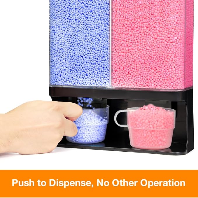 Laundry Scent Boosters Beads Dispenser, Conwomin Wall Mounted Laundry Detergent Dispenser with 2 Cups for Laundry Beads, Rice, Beans, Stain Remover Powder, Black(105 oz)