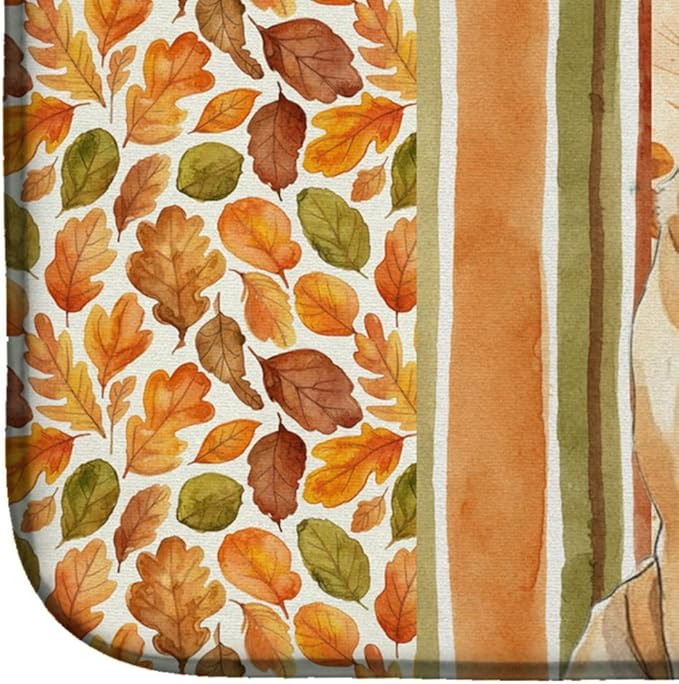 Caroline's Treasures Apricot English Mastiff Heirloom Fall Dish Drying Mat Absorbent Dish Drying Mat Pad for Kitchen Counter Dish Drainer Mat for Countertop, 14 x 21", Multicolor
