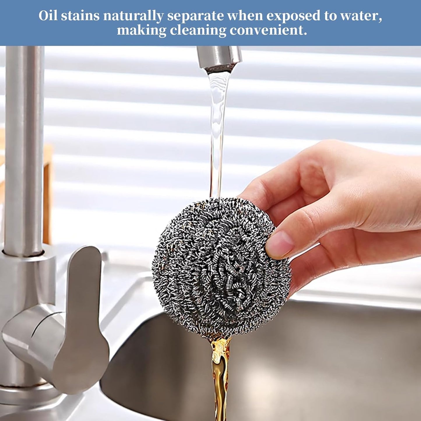 Stainless Steel Scrubber Scrubbing Scouring Pad Sponges Clean Pot Pan and Steel Wool for Kitchen Bathroom