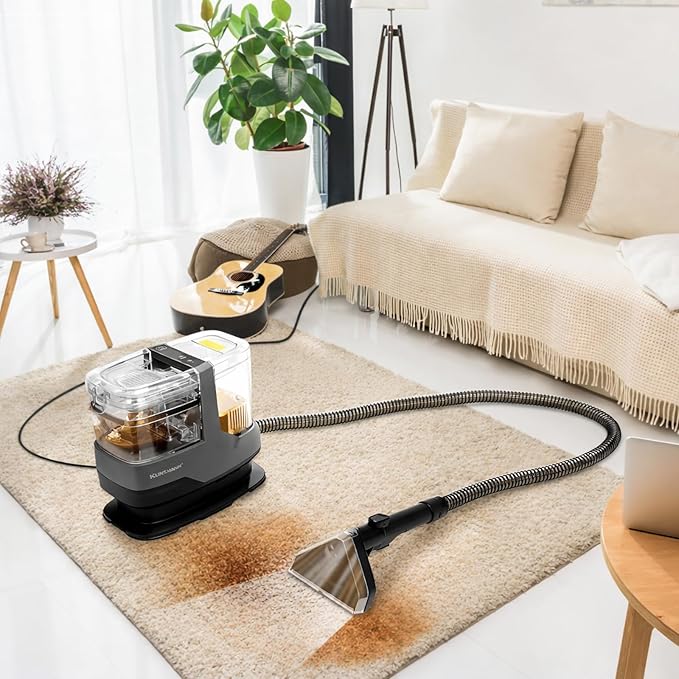 Couch & Upholstery Cleaner Machine, Portable Carpet Shampooer Machine with 18KPa Powerful Suction, Dual Brush Heads for Deep Cleaning Car Seat, Rug, Furniture, Stairs, Sofa, Spot & Pet Mess, Gray