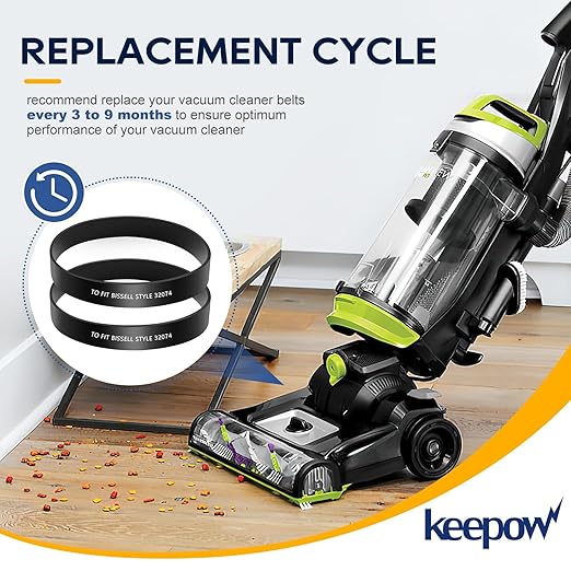 KEEPOW Replacement Belts Compatible with Bissell CleanView Swivel Pet/Powerlifter Vacuum 2252, 2253, 2254, 22543, 2255, 2256, 2258, 2259, 2260, 2316, 1790, 1792, Part#32074, 2 Pack