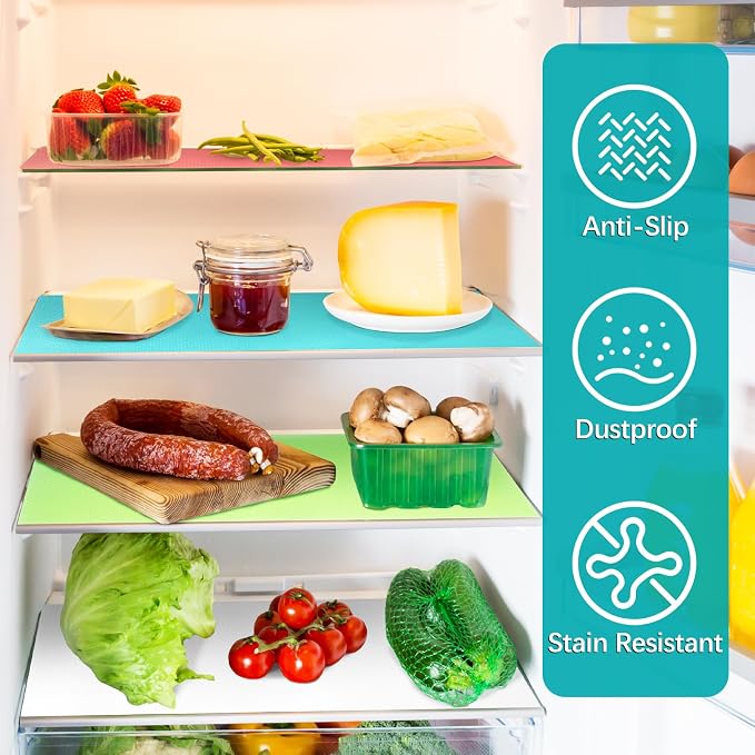20PC Refrigerator Liners, Waterproof Oilproof Fridge Liner and Mats Washable Drawer Liners for Kitchen Cabinets, Cover Pads for Freezer Glass Shelf Cabinet Liners for Shelves(4 Color)