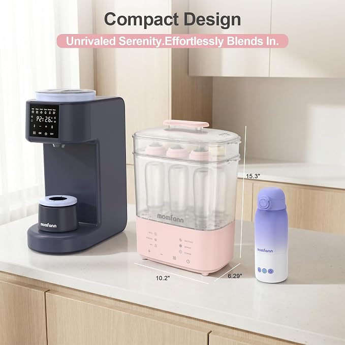 Bottle Sterilizer and Dryer, Compact Electric Steam Baby Bottle Sterilizer丨Esterilizador de Biberones for Baby Bottles, Pacifiers, and Pump Parts, Large Capacity