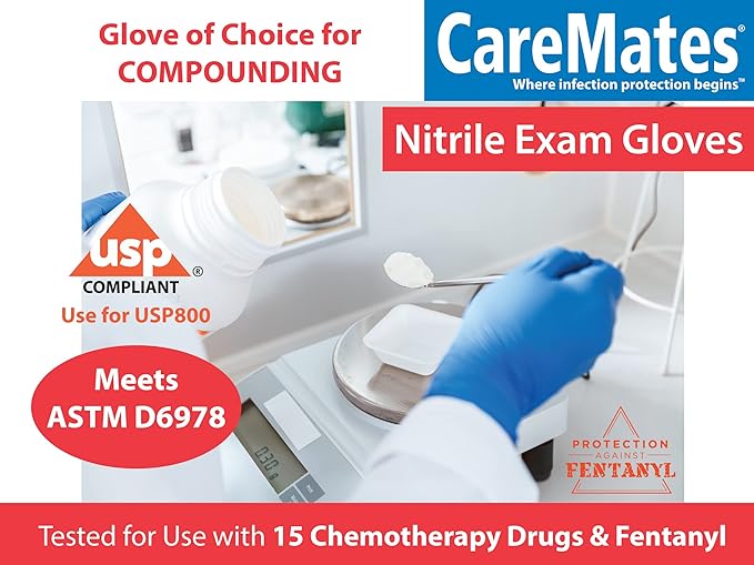 CareMates Nitrile Medical Exam Gloves, Latex Free Rubber, Powder Free, Extra Strong, 4 Mil Thick, Certified for Home Infusion, First Aid, Food Safe, Cleaning Gloves, Small, 200-Count