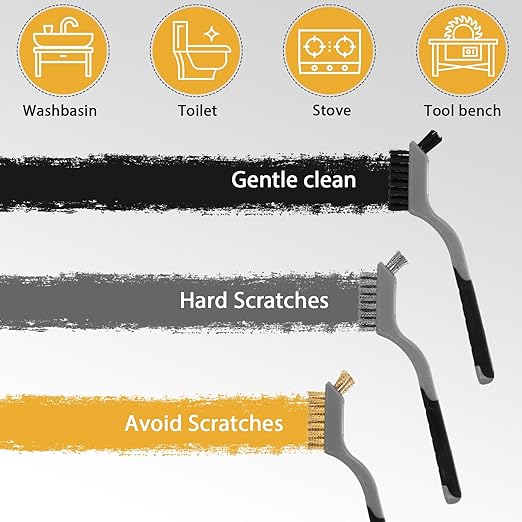 Reallnaive 50 Pcs Mini Wire Brush Set 7 Inch Stainless Steel Brass Nylon Bristles Small Wire Brushes for Rust Removal Paint Scrubbing Deep Cleaning(Brass/Stainless Steel/Nylon,Gray,Black,Brown)