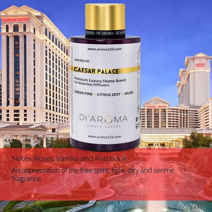 Di’Aroma Caesar Palace Aroma Oil Blend Plastic Purple Bottle 120ml Pack of 2, Resort Collection, Diffuser Aroma Oil Blends, Waterless Diffuser, Made in USA (Pack of Two 120ml, Caesar Palace)